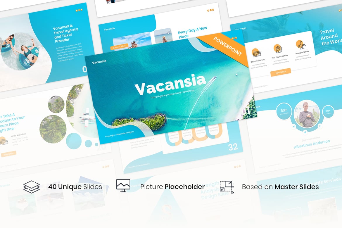 Vacansia – Template PowerPoint untuk Agensi Perjalanan yang Menarik
