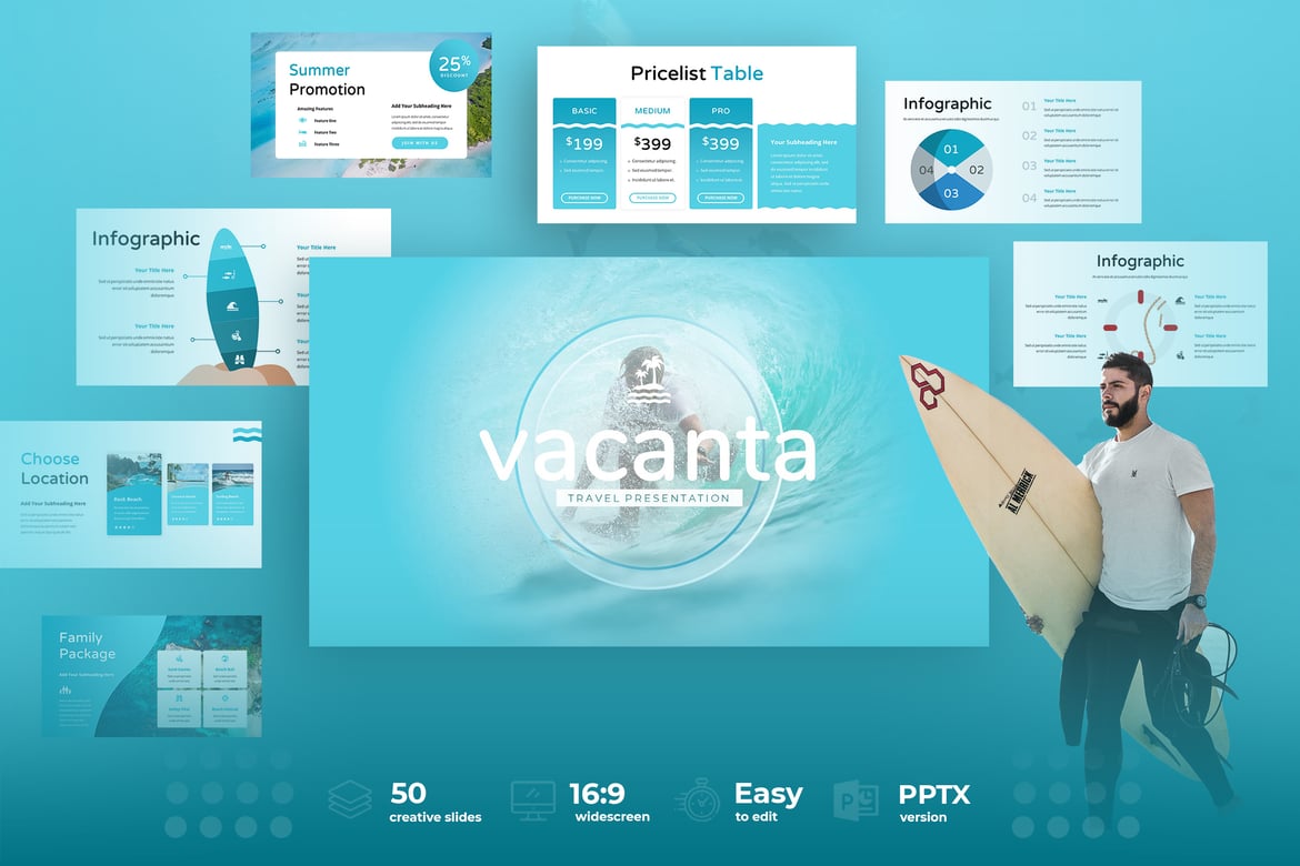 Template Presentasi PowerPoint Liburan yang Menarik dan Modern