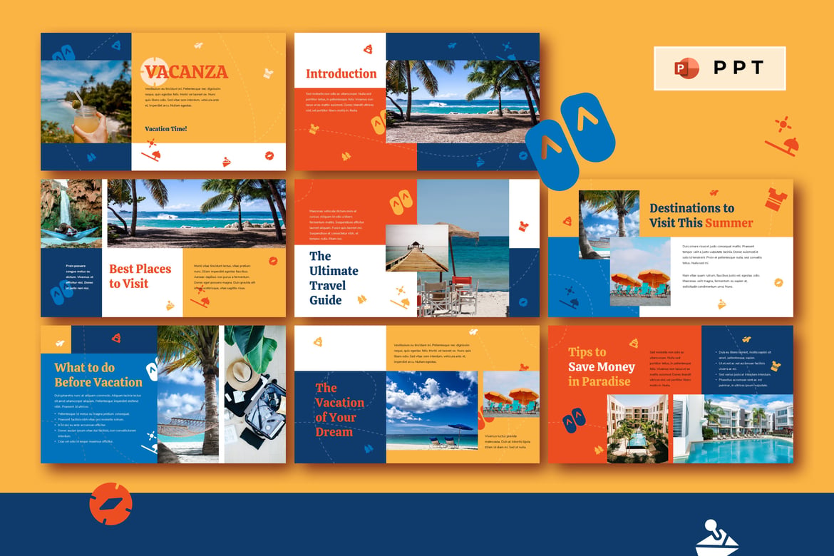 Template Powerpoint Liburan - VACANZA yang Menarik