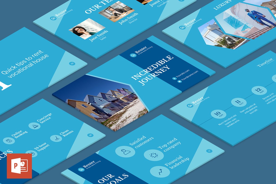 Template PowerPoint Presentasi Sewa Liburan yang Menarik