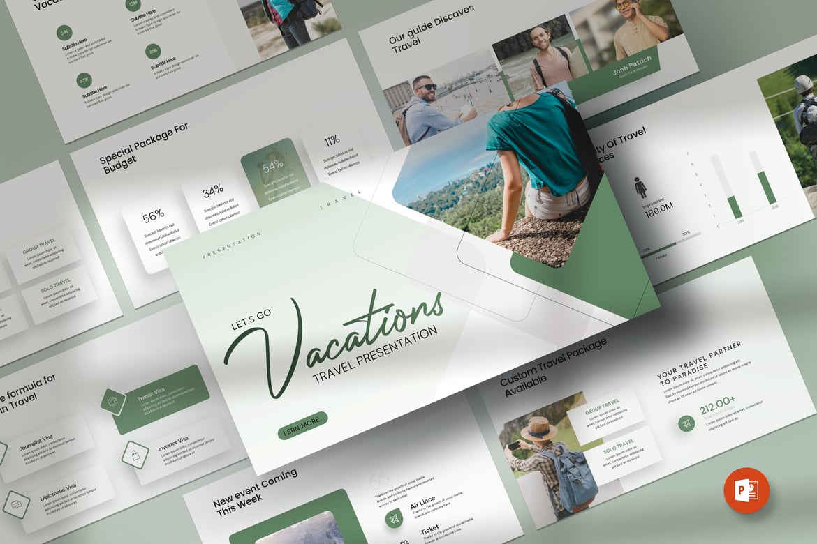 Template PowerPoint Perjalanan Liburan yang Menarik