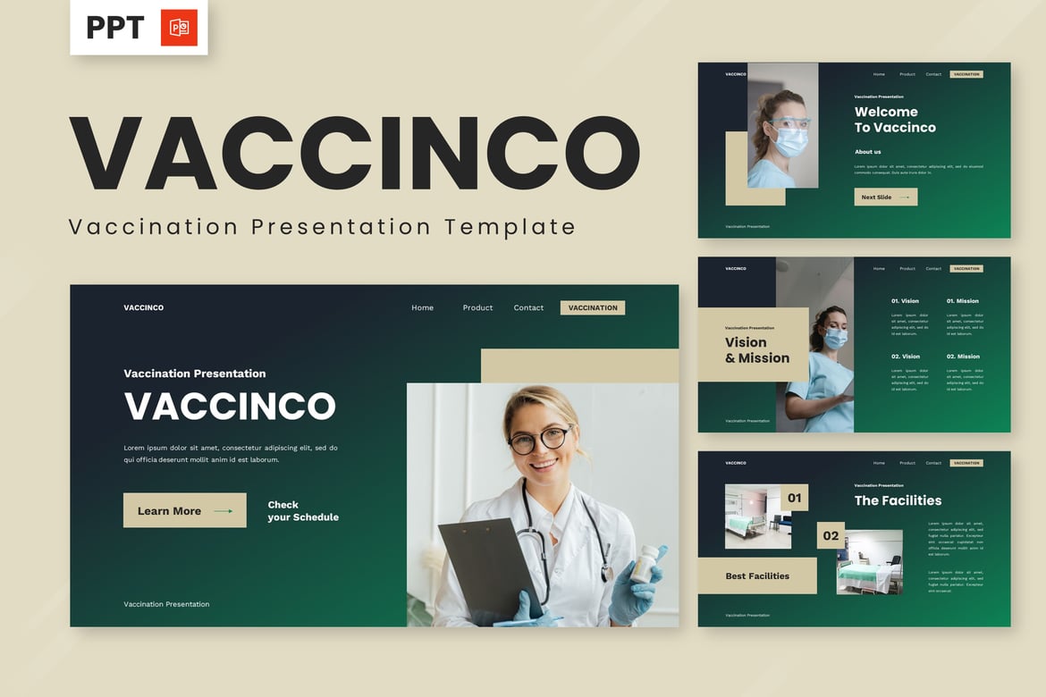 Template PowerPoint Vaksinasi - Vaccinco yang Menarik