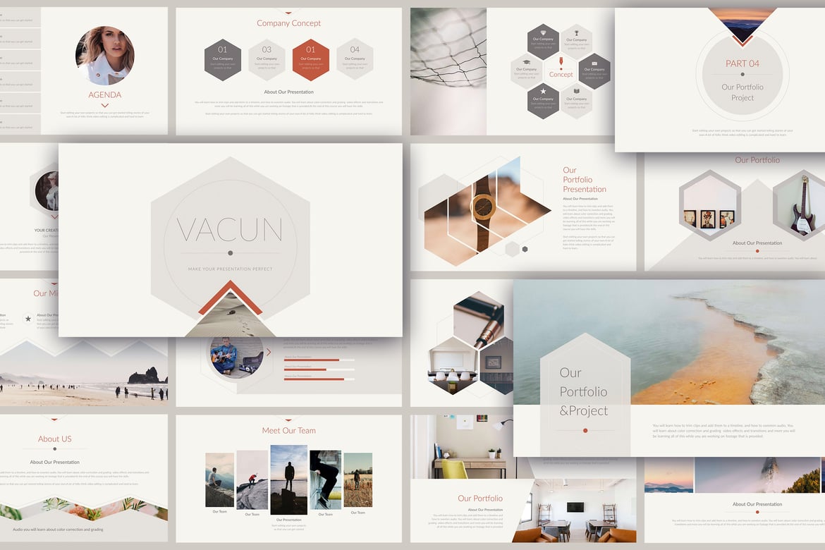 Template Presentasi PowerPoint Kreatif VACUN yang Menarik
