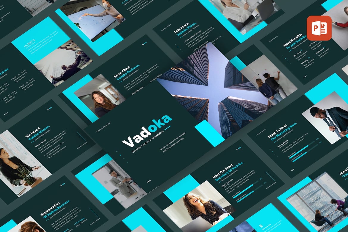 Template PowerPoint Bisnis Profesional Vadoka