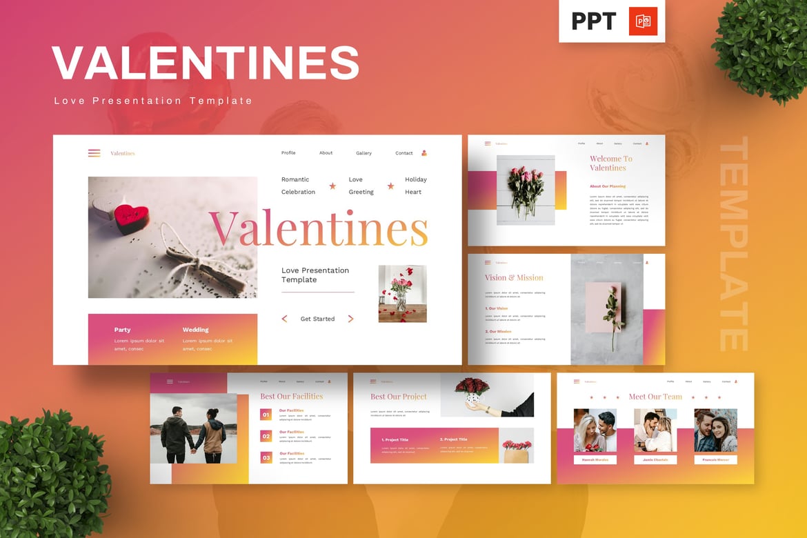Template PowerPoint Romantis untuk Hari Valentine