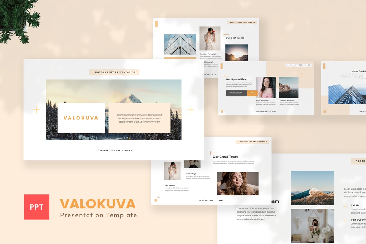 Template Presentasi PowerPoint Valokuva untuk Fotografi yang Menawan