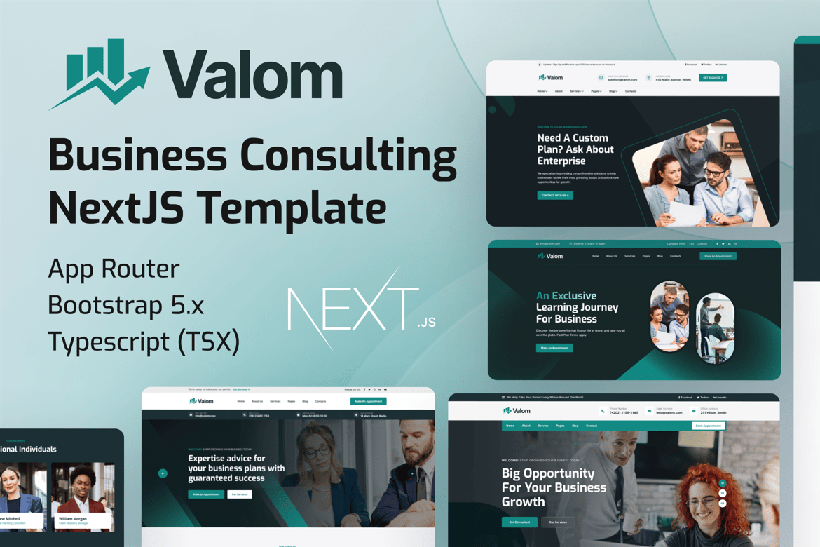 Valom - Template Website Konsultasi Bisnis Berbasis NextJS