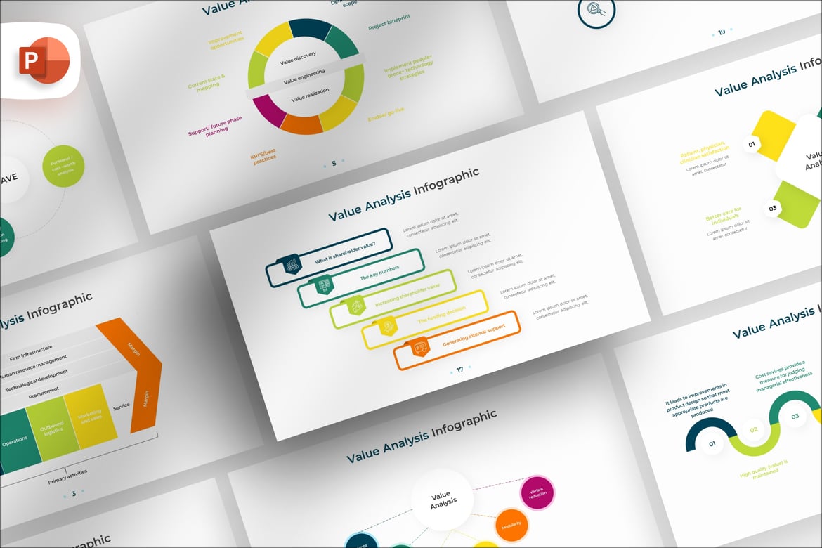 Template PowerPoint Infografis Analisis Nilai yang Menarik
