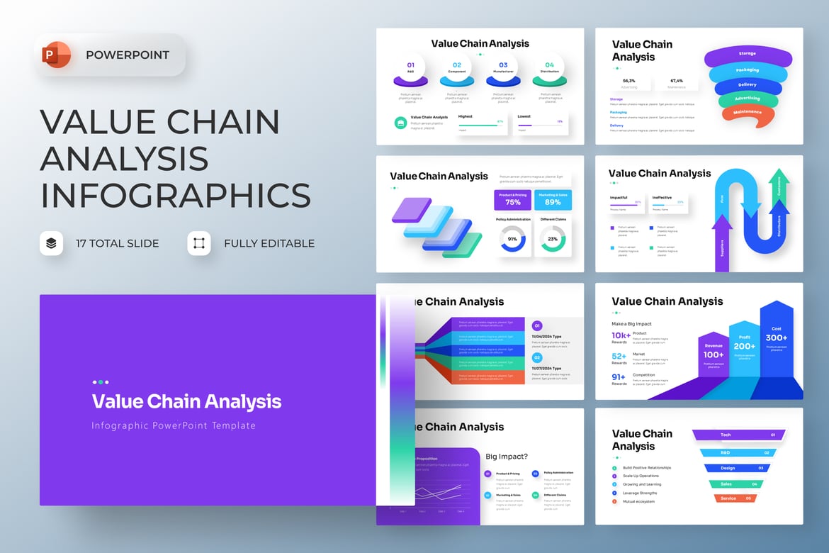 Template Presentasi PowerPoint Analisis Rantai Nilai yang Menarik