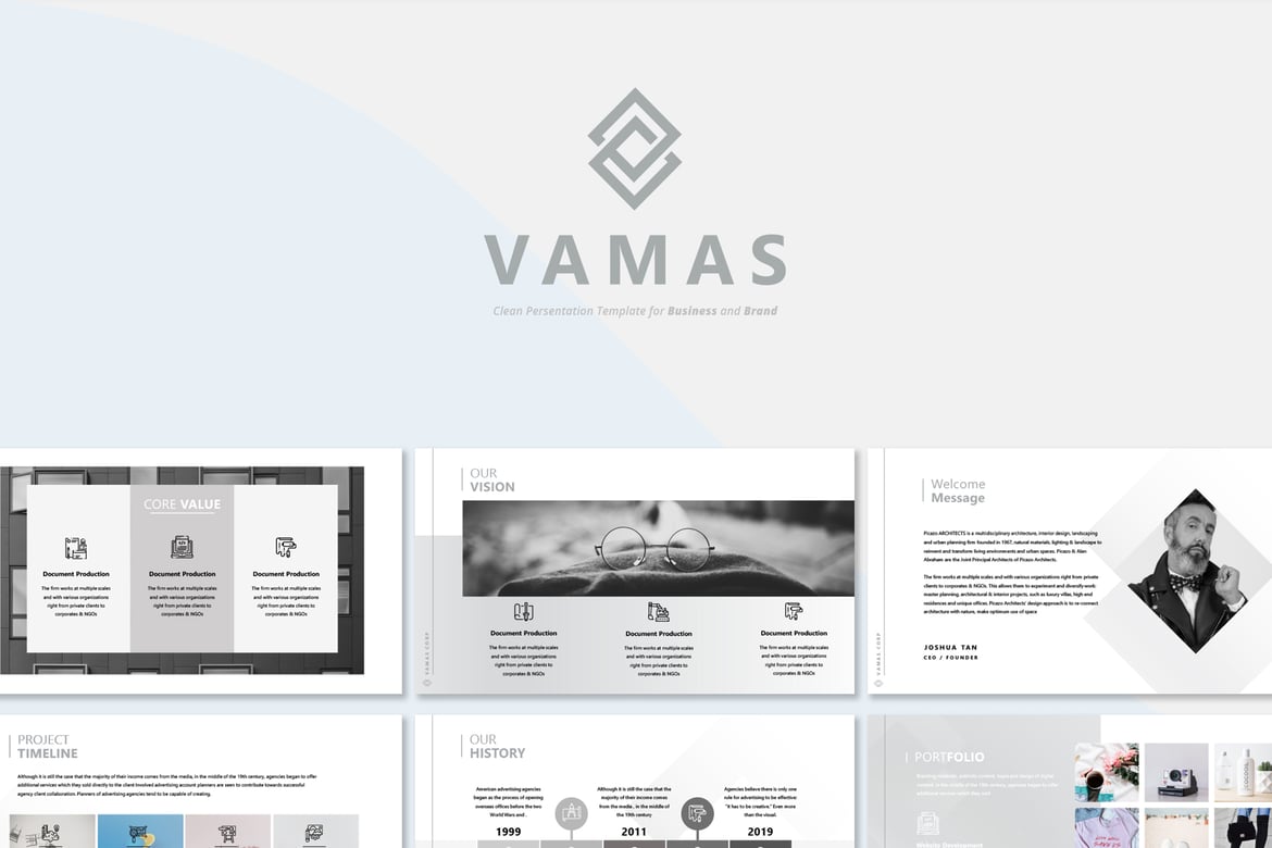 Template PowerPoint Vamas - Presentasi Bersih dan Profesional