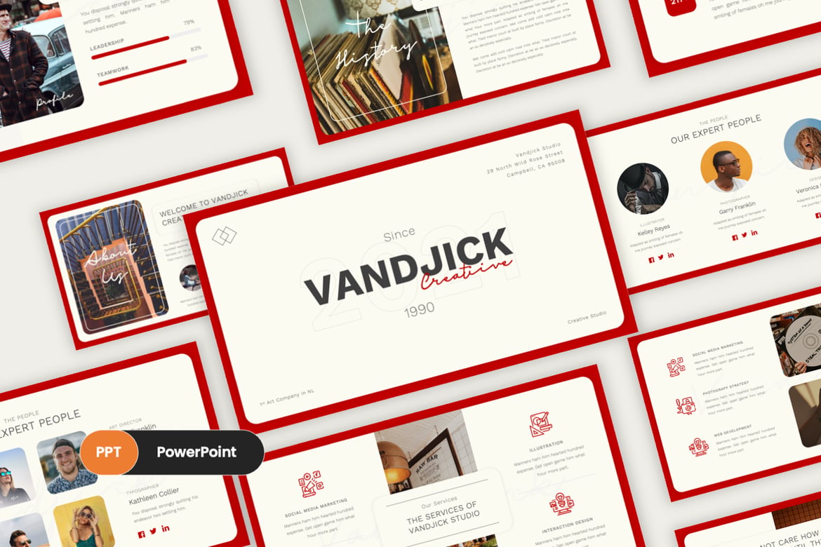 Template PowerPoint Kreatif Vandjick untuk Presentasi Bisnis yang Menarik