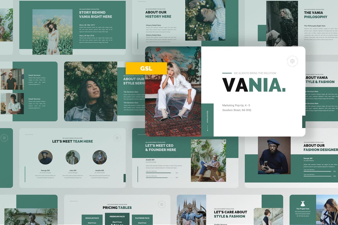 Vania - Template PowerPoint Gaya dan Fashion yang Modern