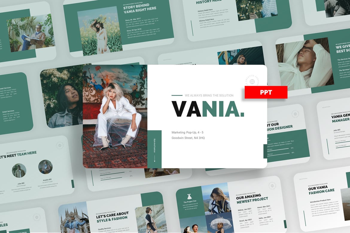 Vania - Template PowerPoint Gaya dan Fashion yang Menawan
