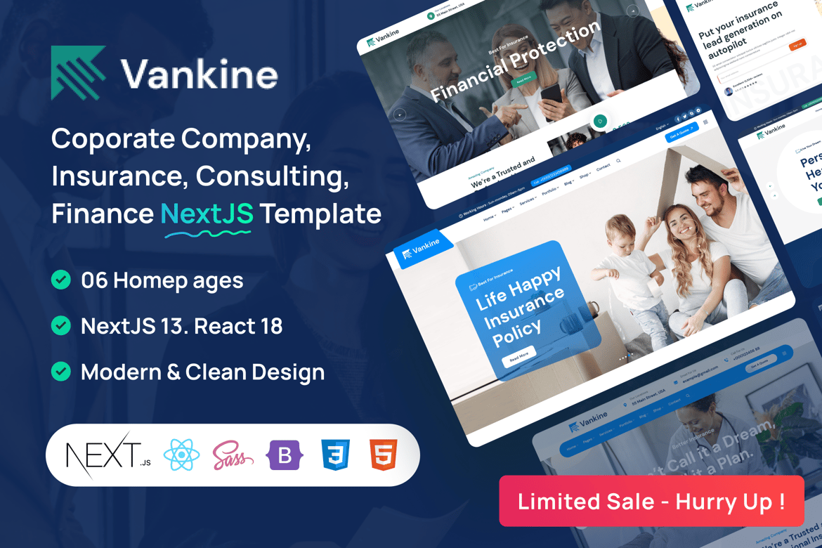 Vankine - Template Website Asuransi & Konsultasi Berbasis NextJS yang Modern