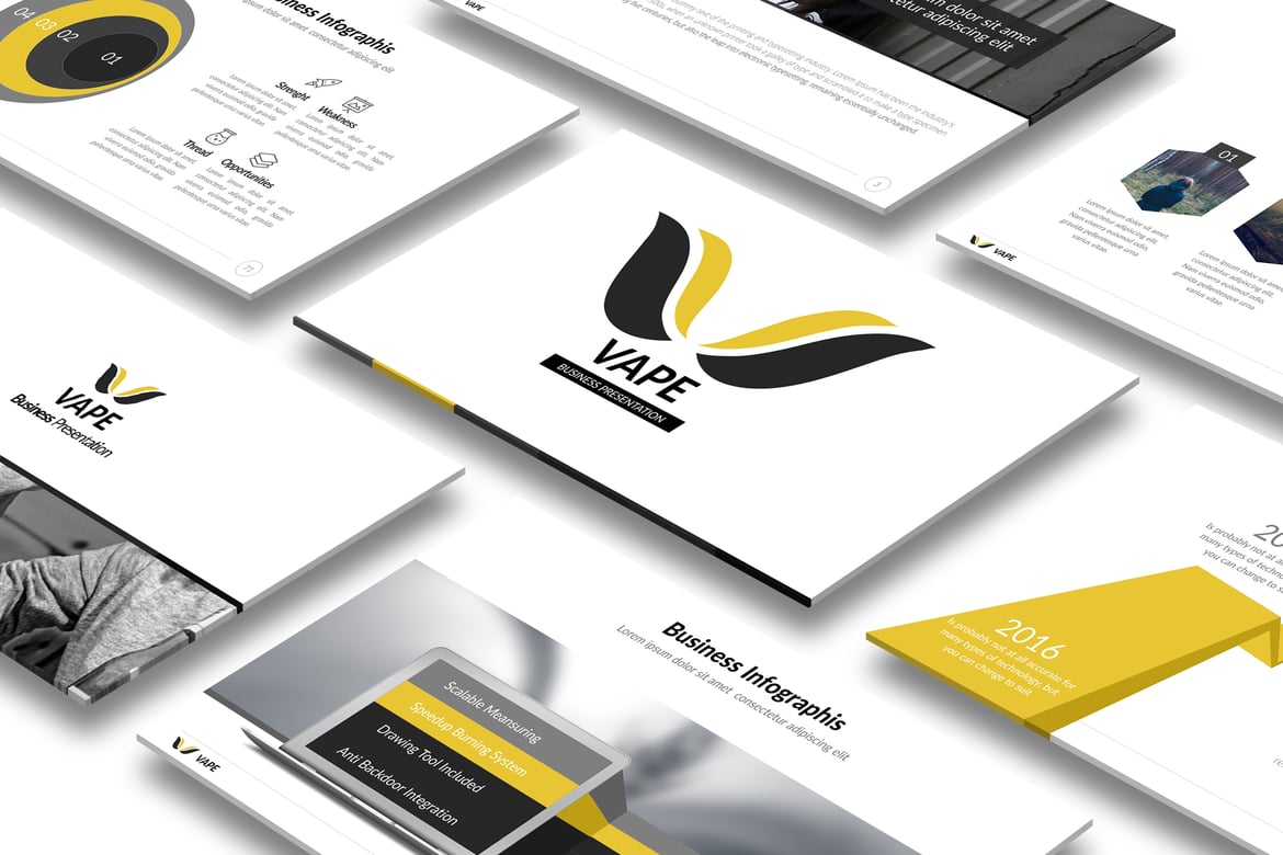 Template PowerPoint Bisnis Vape yang Menarik dan Kreatif
