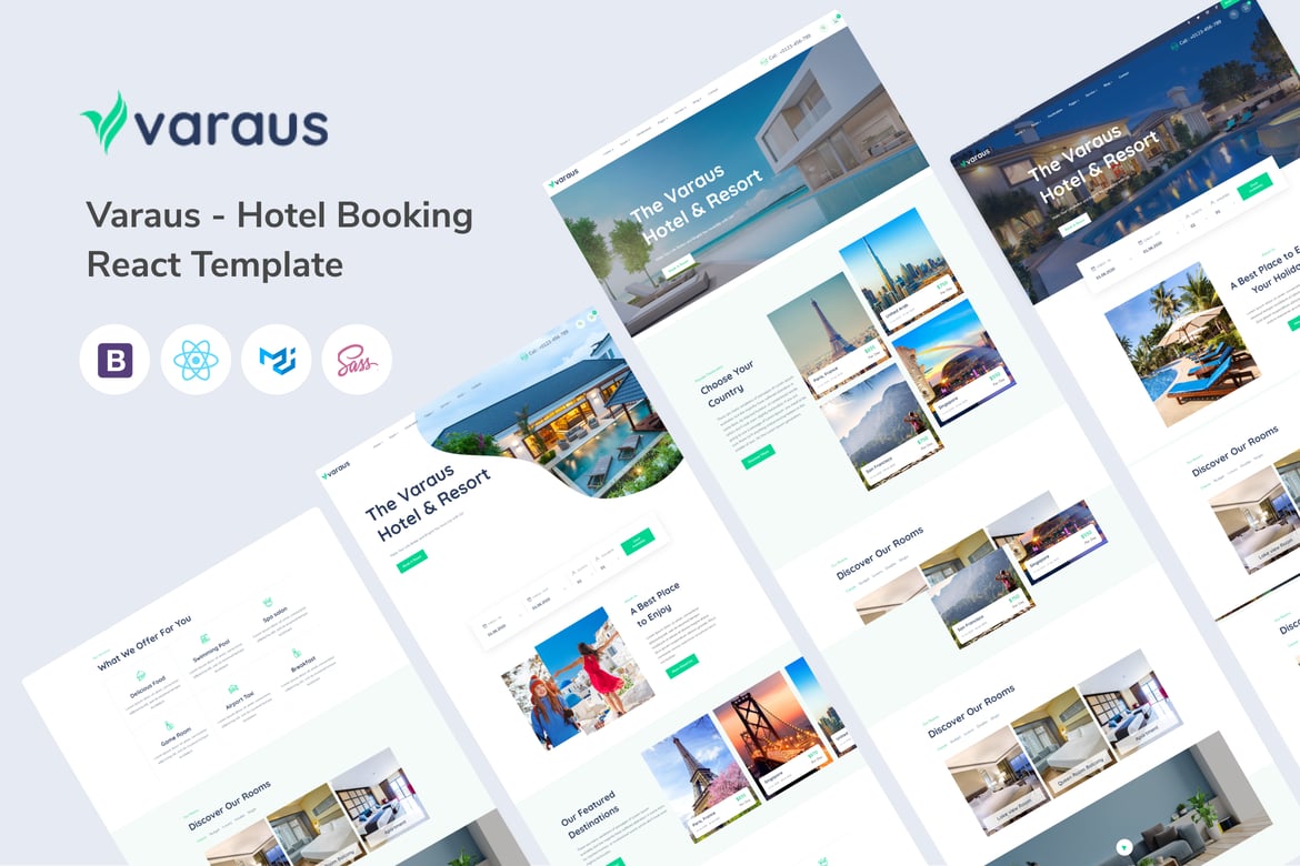Varaus - Template Website Booking Hotel Modern dan Responsif