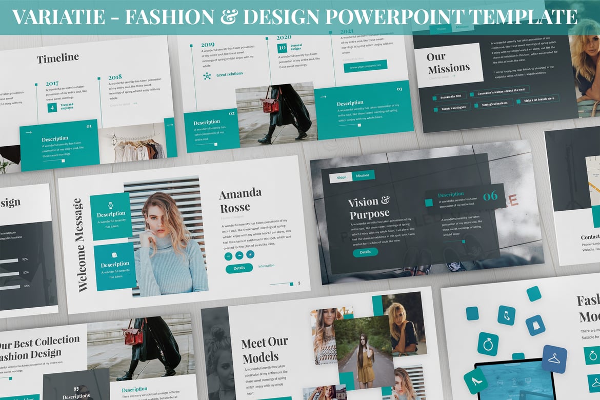 Template Presentasi Powerpoint Variatie - Fashion & Desain Modern