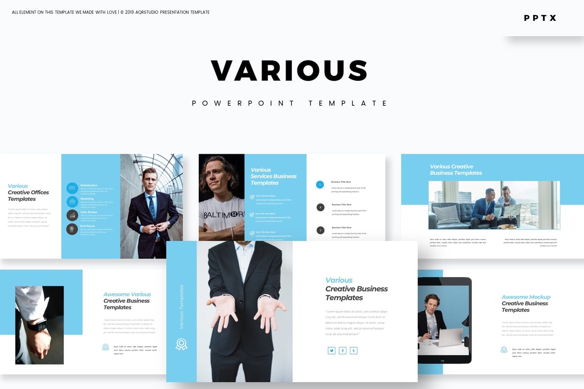 Template Powerpoint Serbaguna dengan 5 Variasi Warna