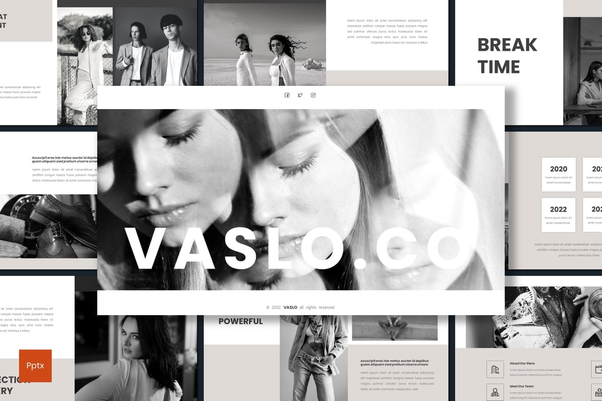 Template Presentasi Powerpoint Vaslo.co - Lookbook Kreatif dan Minimalis