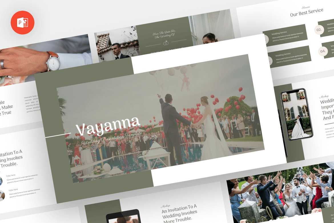 Template PowerPoint Pernikahan Vayanna yang Elegan dan Modern