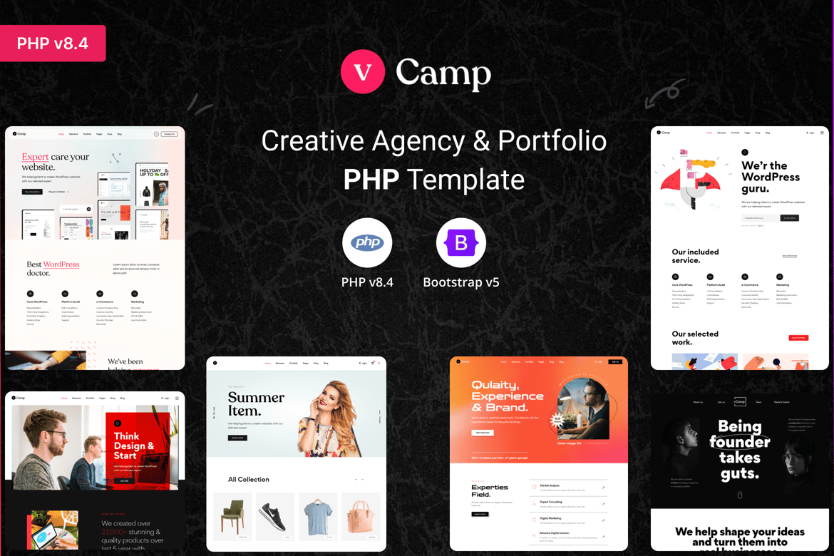 vCamp - Template Website Kreatif untuk Agensi dan Portofolio