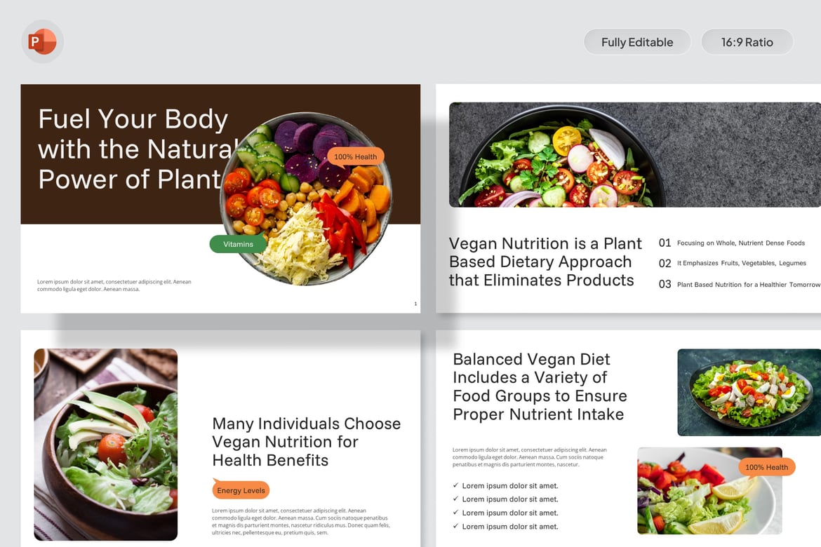 Template Presentasi Nutrisi Vegan yang Menarik dan Modern