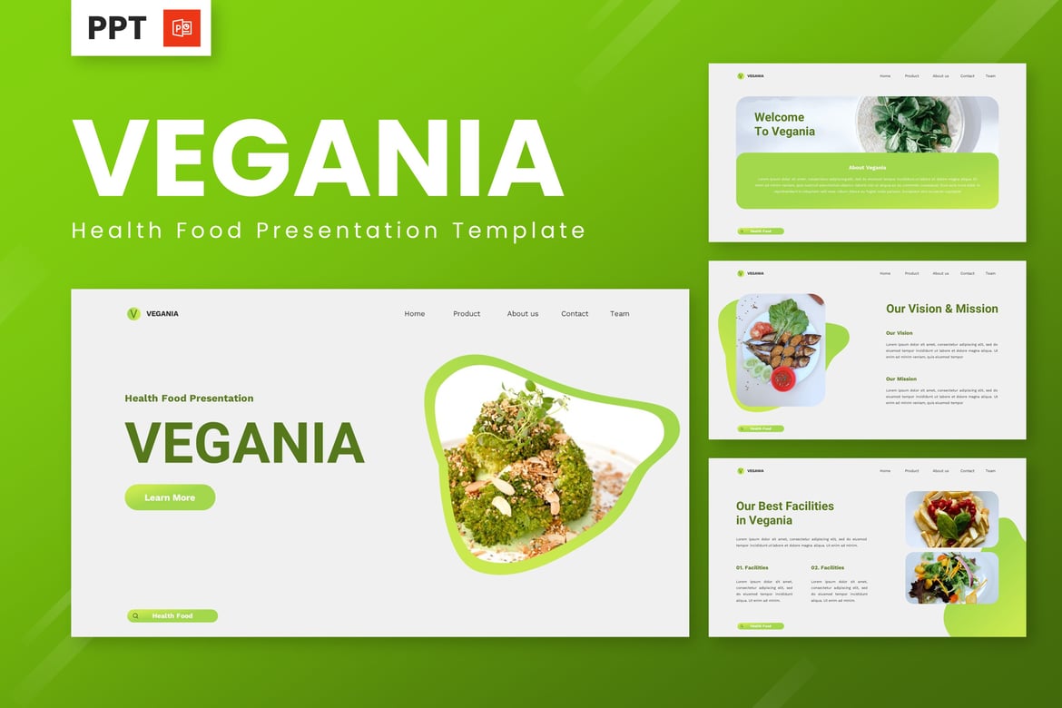 Vegania - Template Powerpoint Makanan Sehat yang Menarik