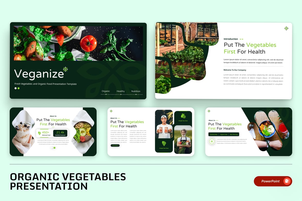 Template Presentasi Veganize - Powerpoint Makanan Organik yang Menarik