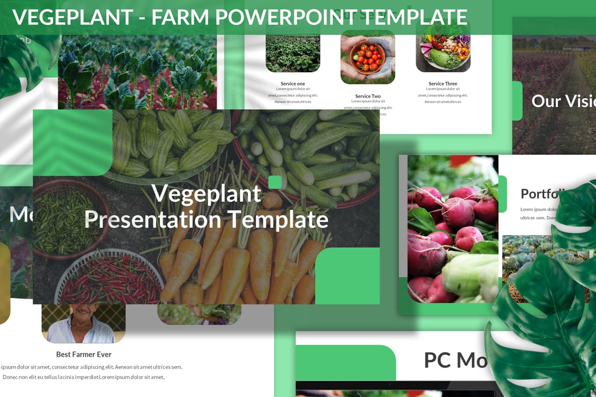 Template Presentasi Powerpoint Vegeplant untuk Pertanian yang Modern dan Menarik