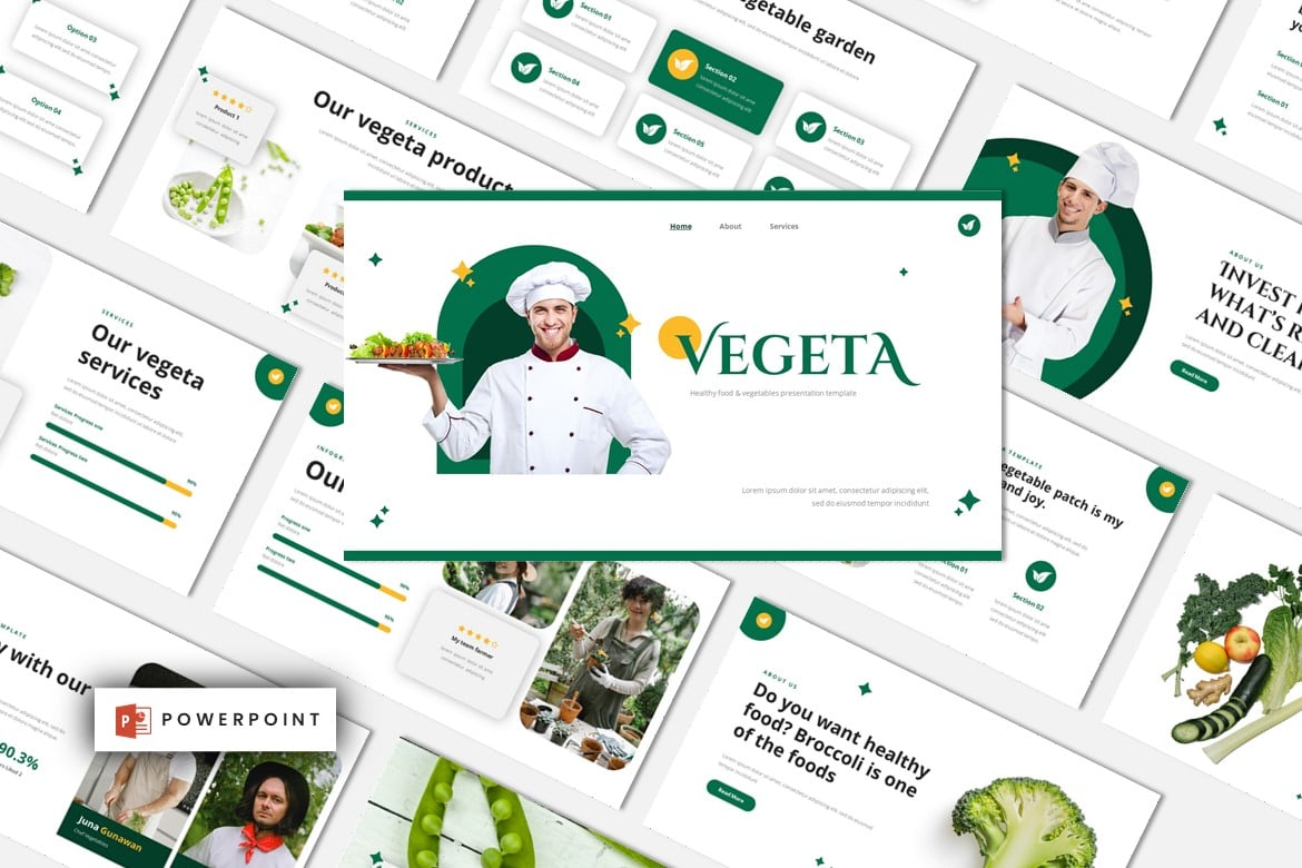 Template Presentasi Sehat VEGETA - Powerpoint yang Menarik dan Profesional