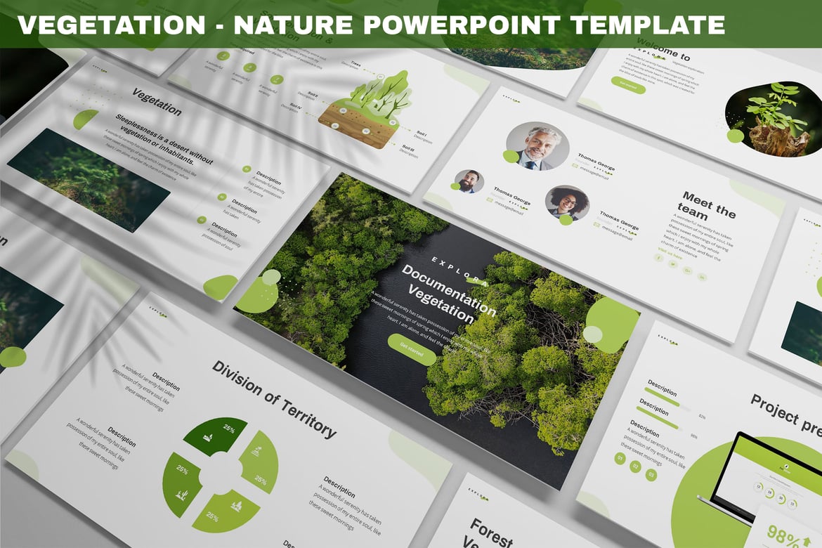 Template Powerpoint Vegetasi - Energi Alam yang Menawan