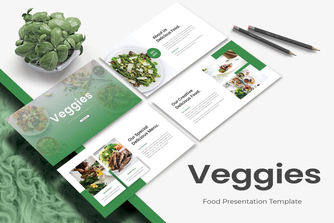 Template Presentasi PowerPoint Veggies yang Menarik