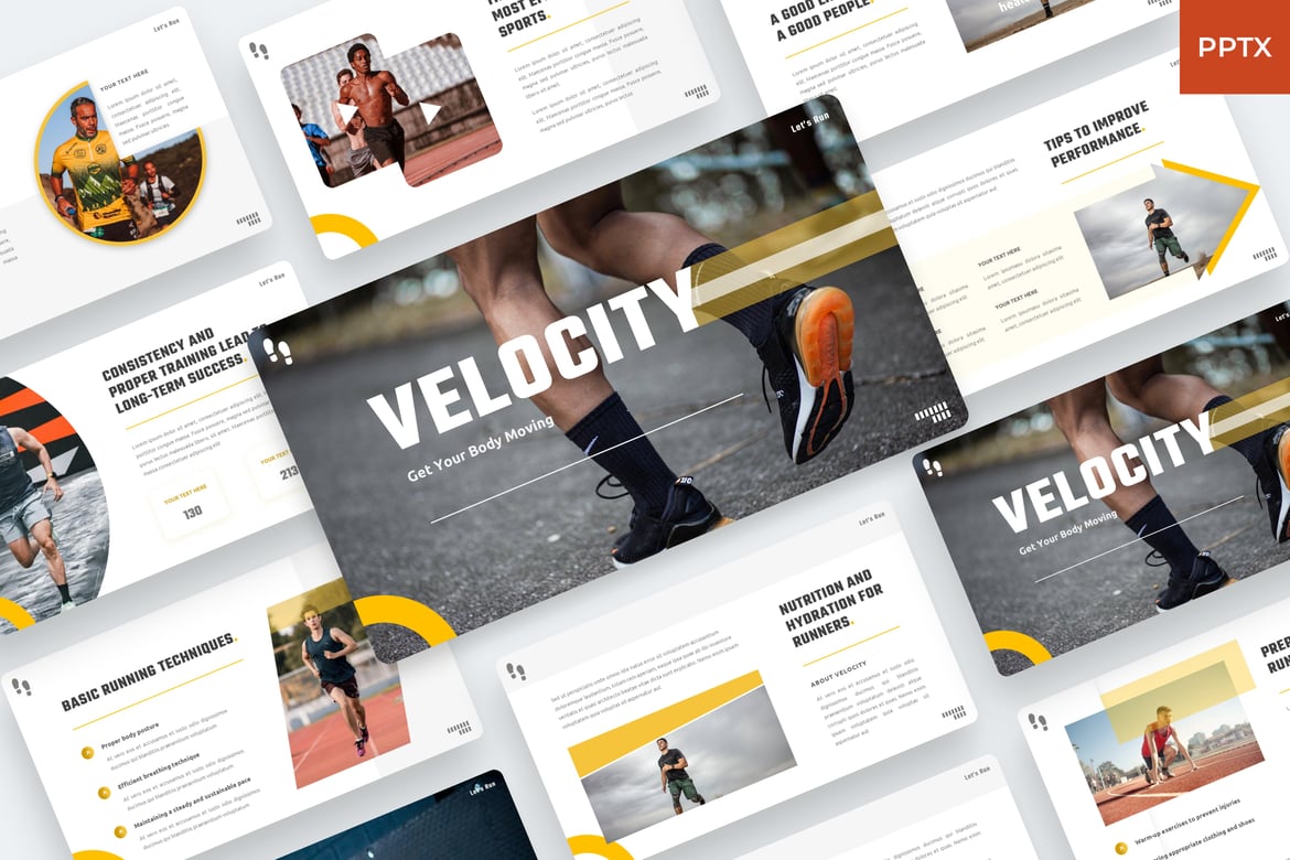 Template PowerPoint Olahraga Lari - Velocity yang Dinamis dan Profesional