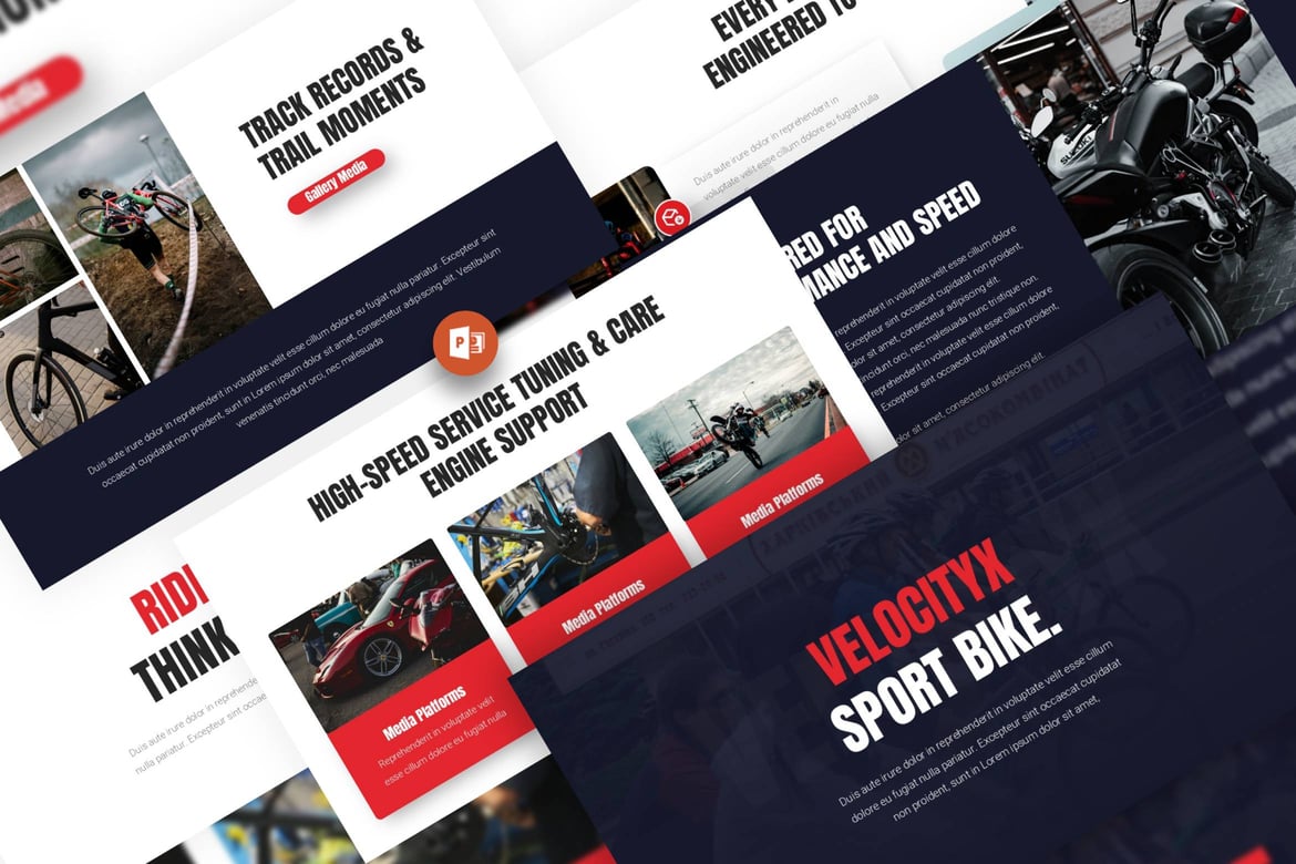 Template Presentasi Sport Bike VelocityX – Desain Profesional untuk Setiap Kebutuhan