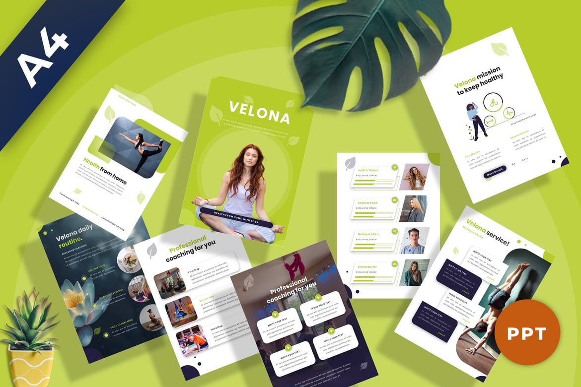 Template Presentasi PowerPoint Velona - Solusi Yoga yang Menarik
