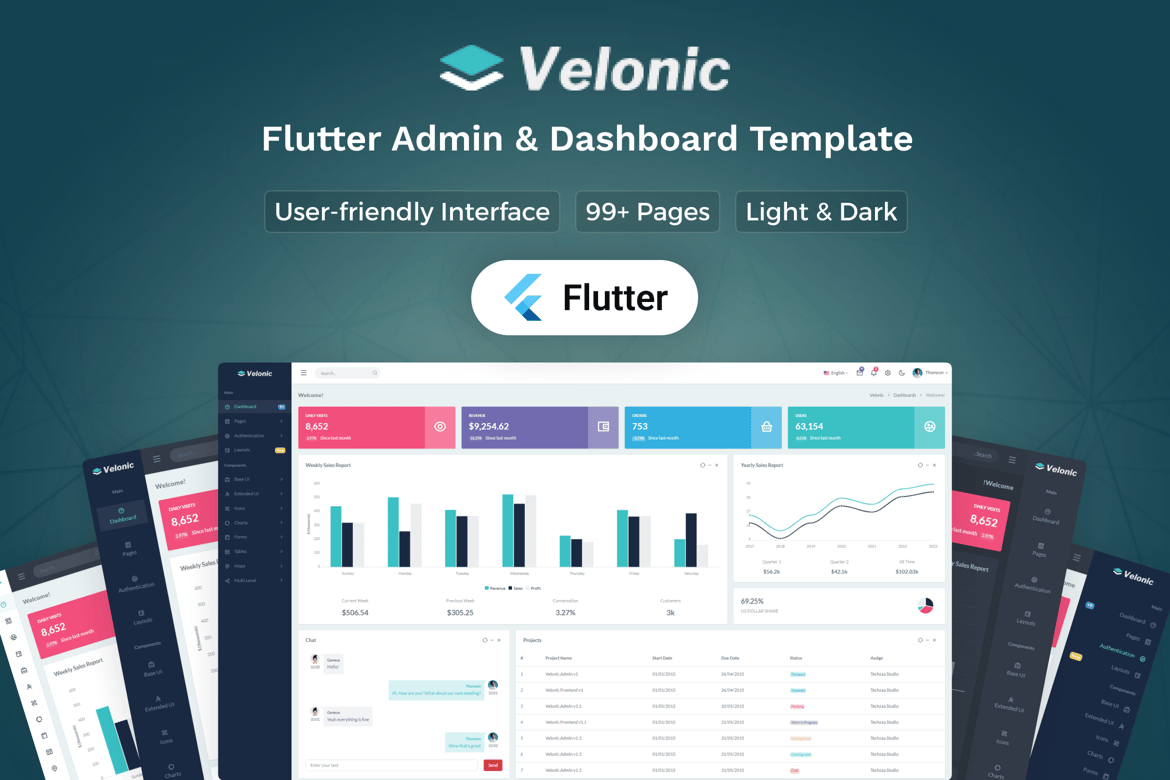 Velonic - Template Website Admin & Dashboard UI Flutter Premium
