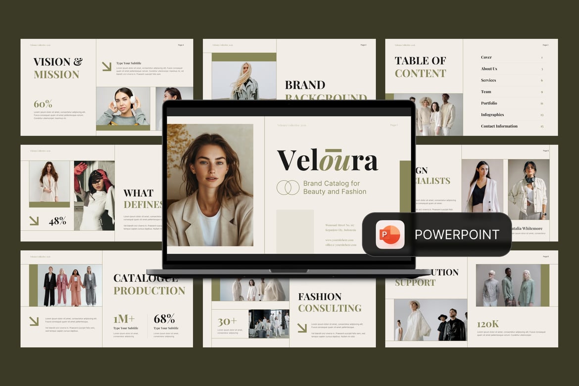 Katalog Fashion Veloura Collective: Template PowerPoint yang Memukau