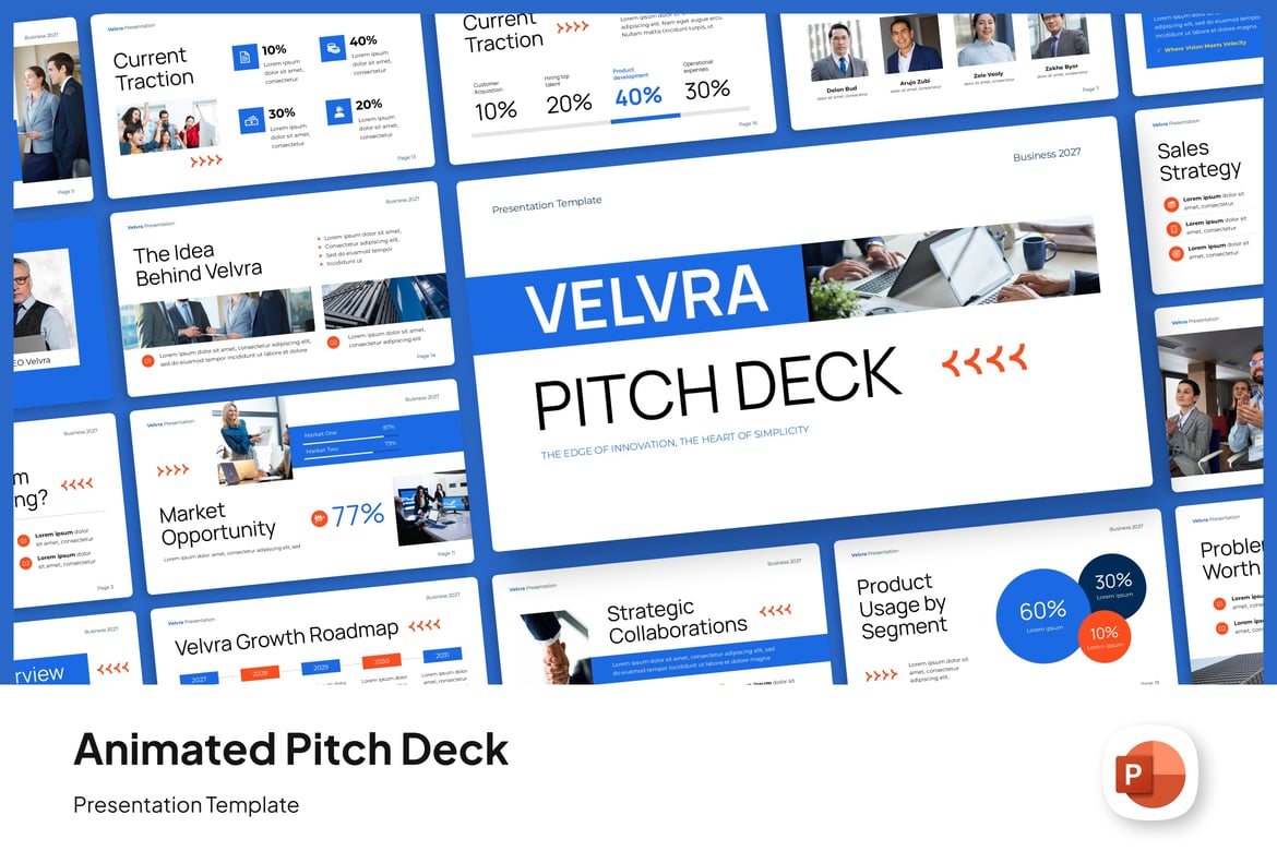 Template Presentasi PowerPoint Animasi Velvra yang Kreatif