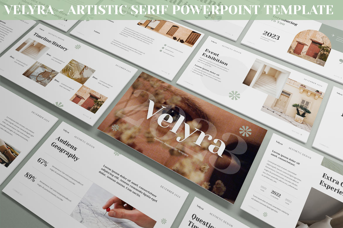 Velyra - Template PowerPoint Serif Artistik yang Modern dan Menarik