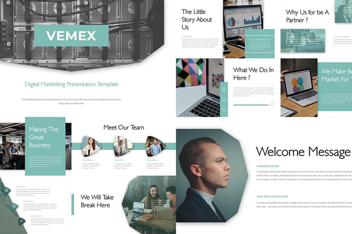 Vemex – Template PowerPoint Pemasaran Digital yang Menarik