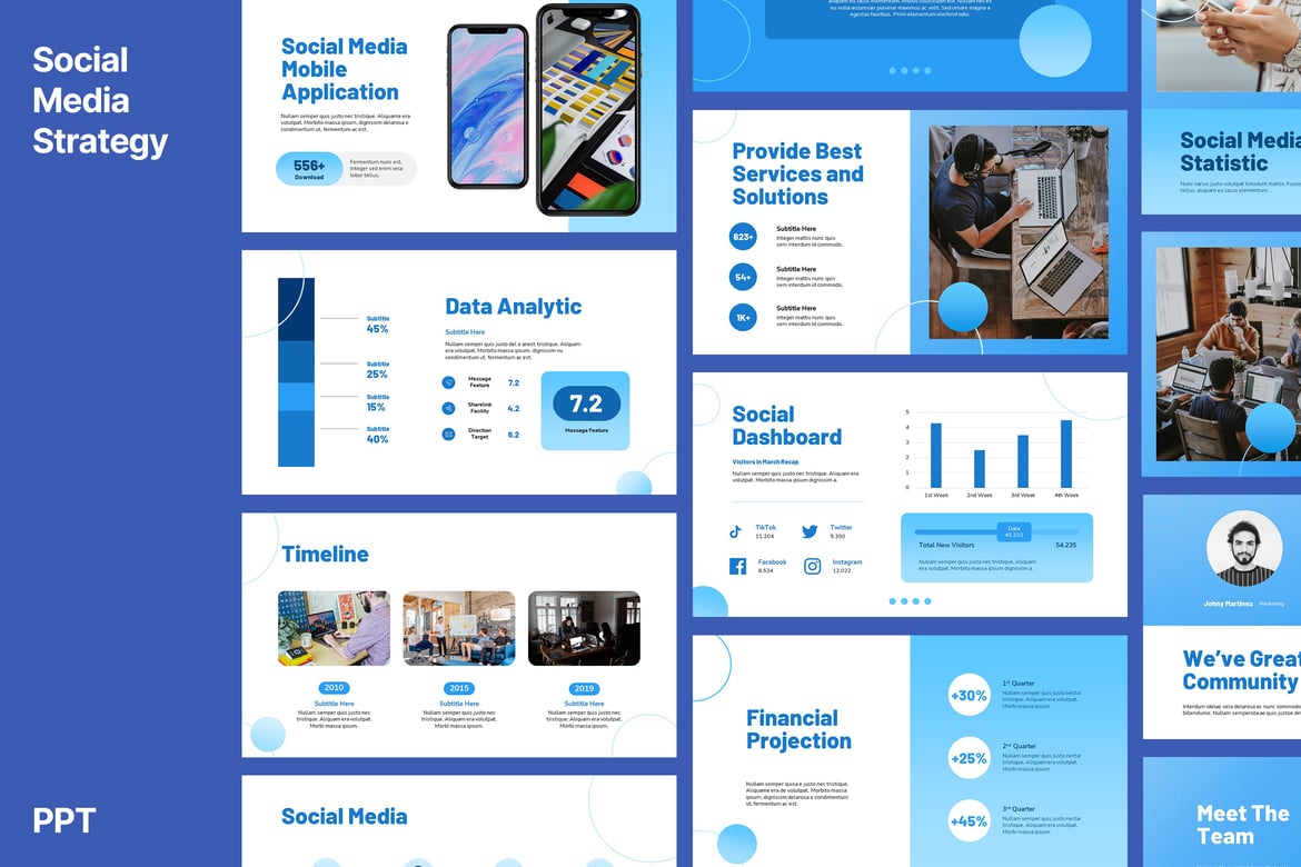Template Presentasi PowerPoint Vendo untuk Media Sosial yang Profesional
