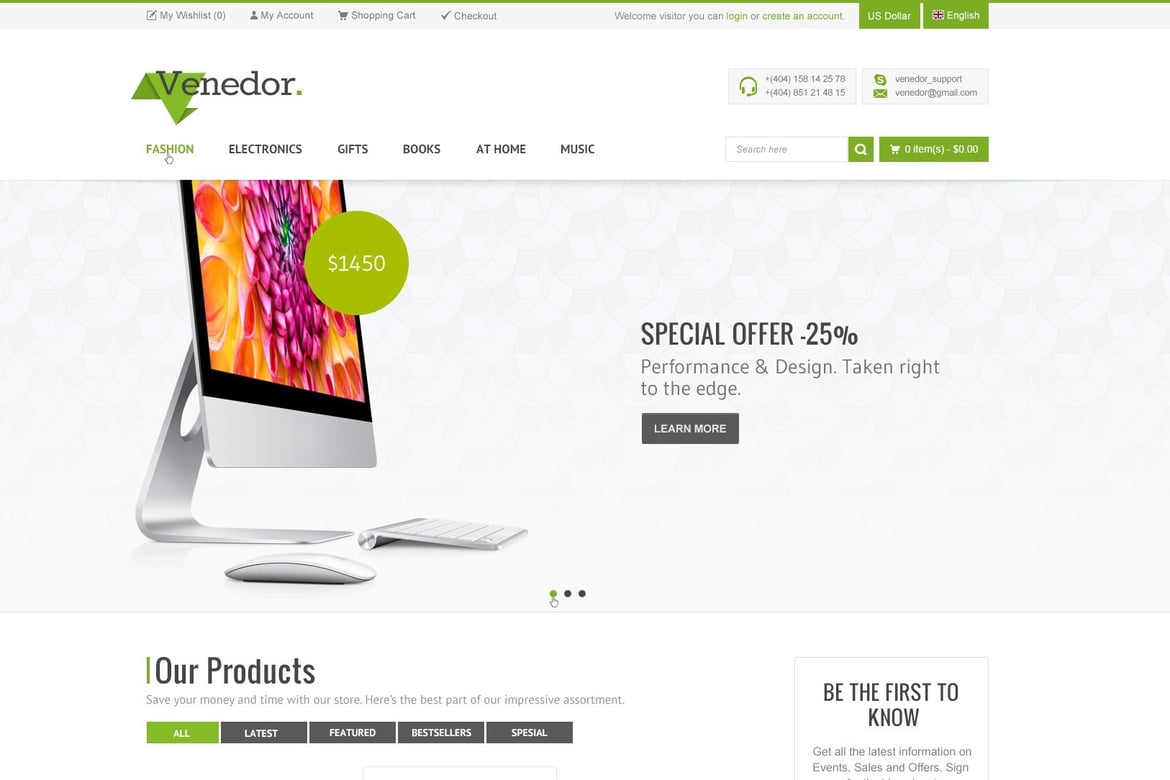 Template Website E-commerce Premium Venedor yang Responsif dan Kustomizable