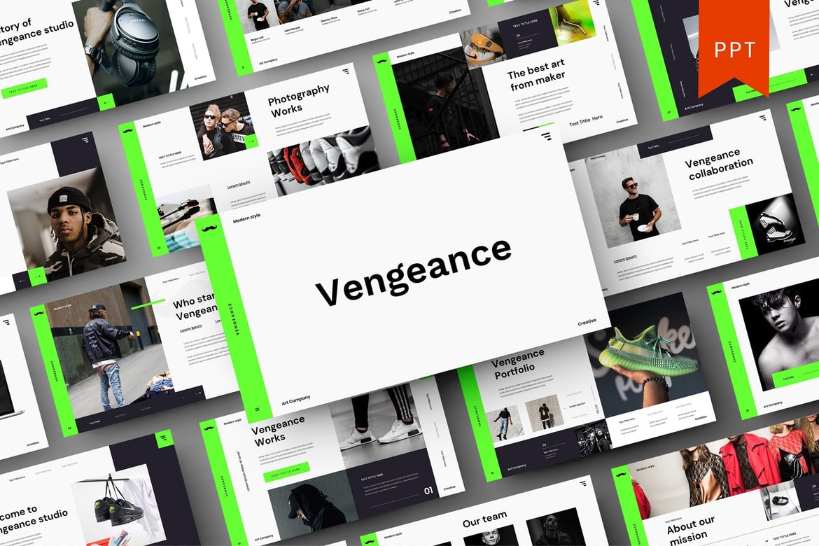 Template PowerPoint Vengeance – Desain Presentasi Profesional untuk Bisnis Anda