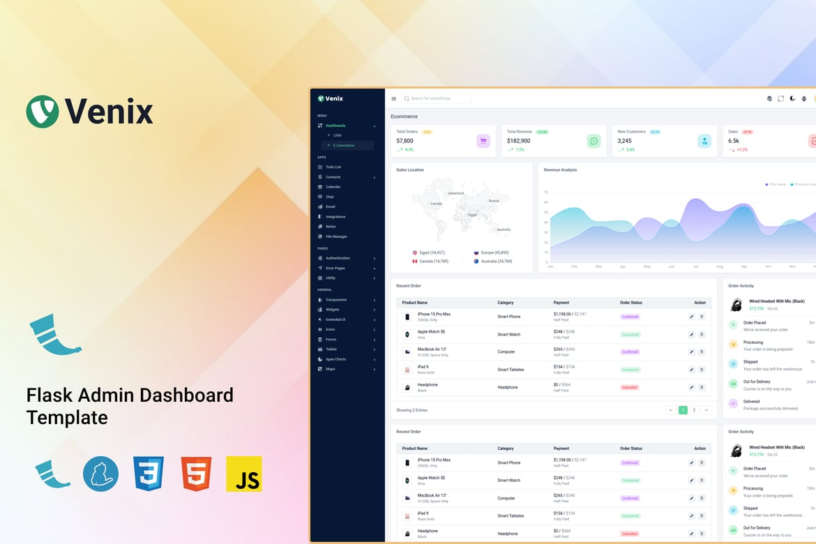 Venix - Template Admin dan Dashboard Modern