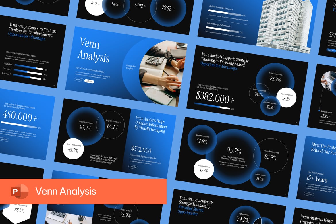 Template PowerPoint Analisis Venn yang Menarik dan Profesional