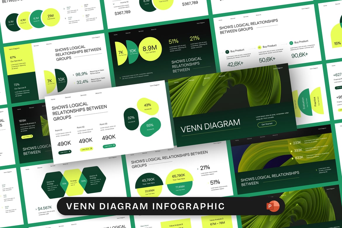 Template Presentasi PowerPoint Diagram Venn yang Menarik