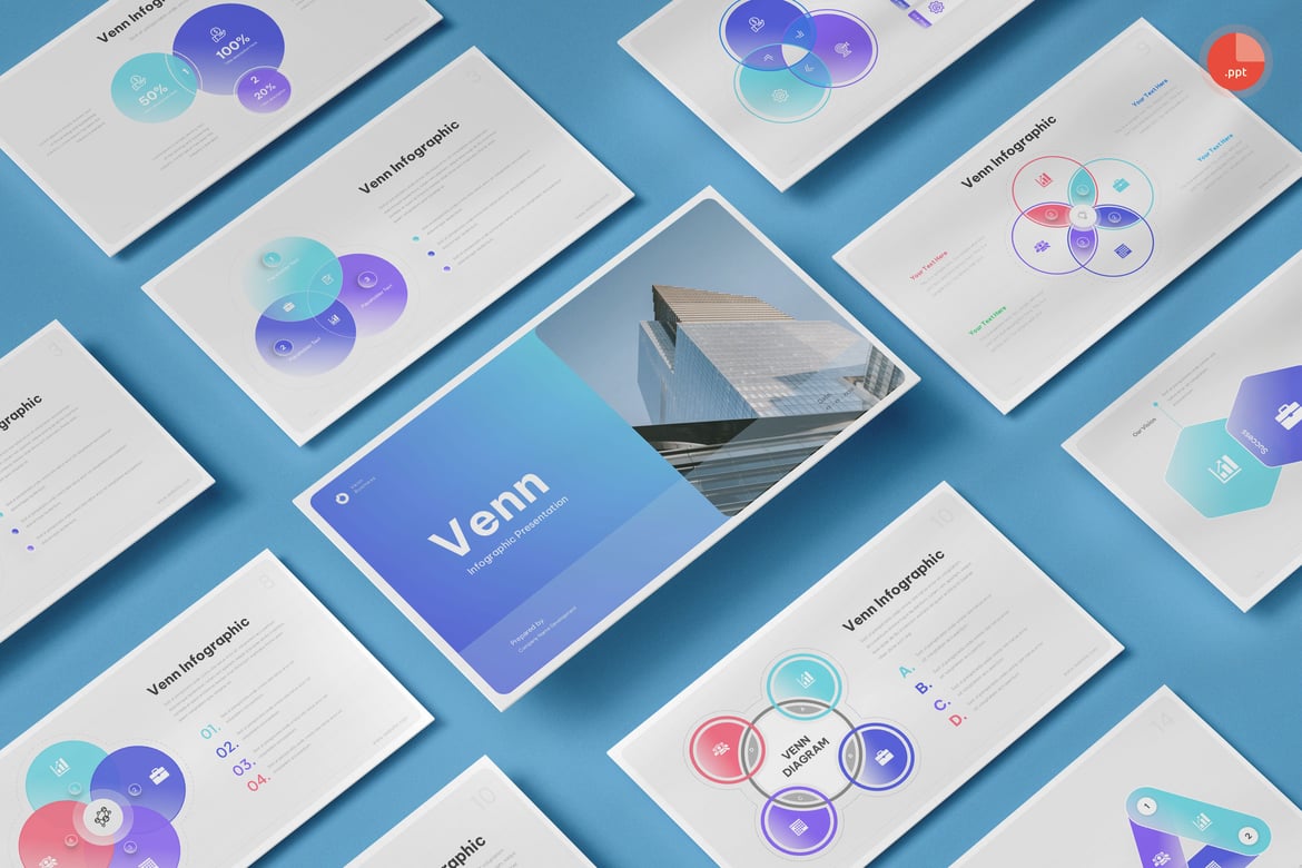 Template Presentasi Infografis Venn Diagram yang Menarik