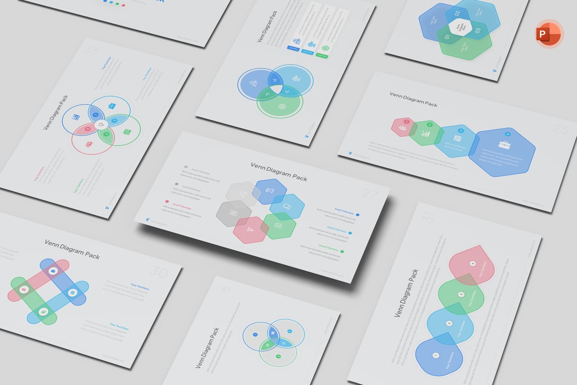 Template PowerPoint Diagram Venn Kreatif untuk Presentasi Anda