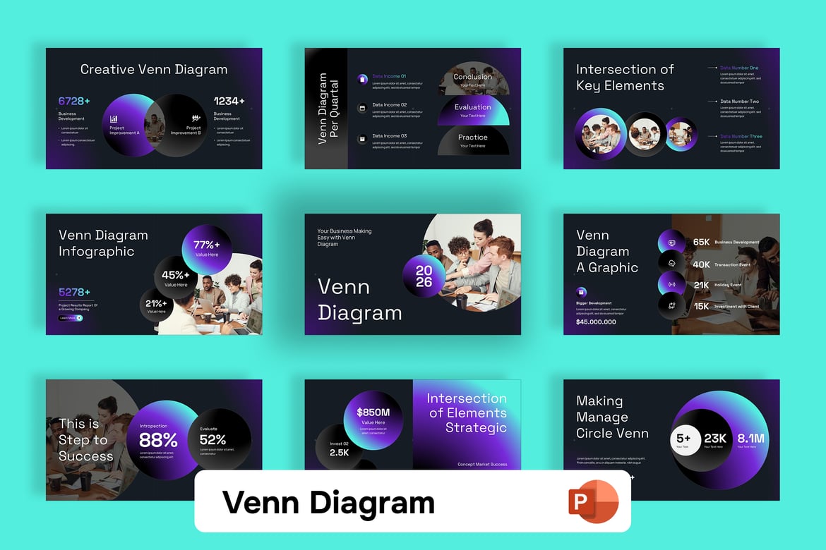 Template Presentasi Venn Diagram untuk PowerPoint yang Profesional dan Menarik