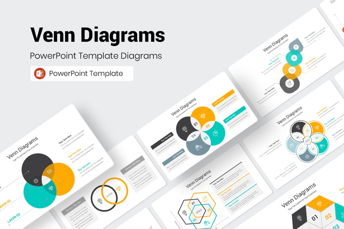 Template Presentasi PowerPoint Diagram Venn yang Menarik